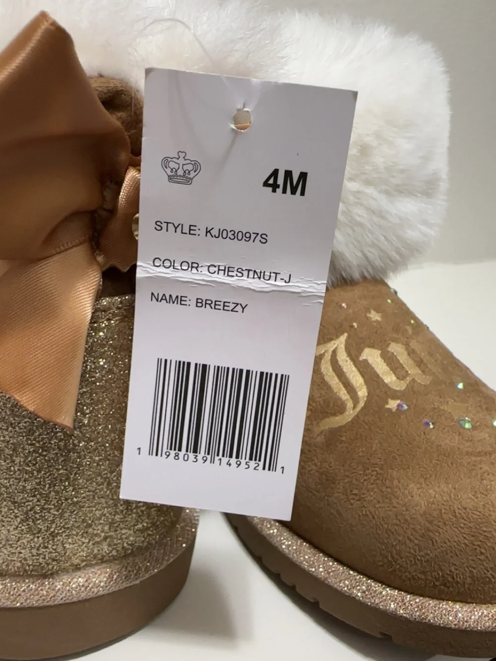 Juicy Couture Kids Tan Boot with White Faux-Fur Cuff